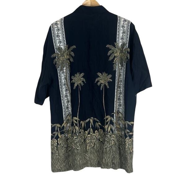 Campia Moda Palm Tree Button Down Shirt Mens L Black Tropical Beachy Retro 90s - Picture 5 of 6